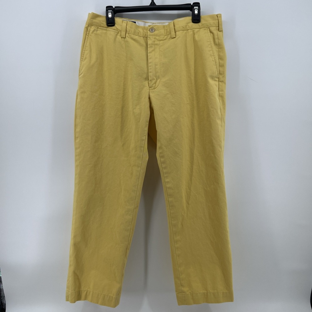 Vtg Polo Ralph Lauren Preston Pants Men's 35x29 Kelly Yellow Twill Straight Leg